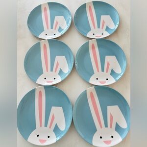 Crate & Barrel Blue Bunny Melamine Dinner Plates - Set of 6